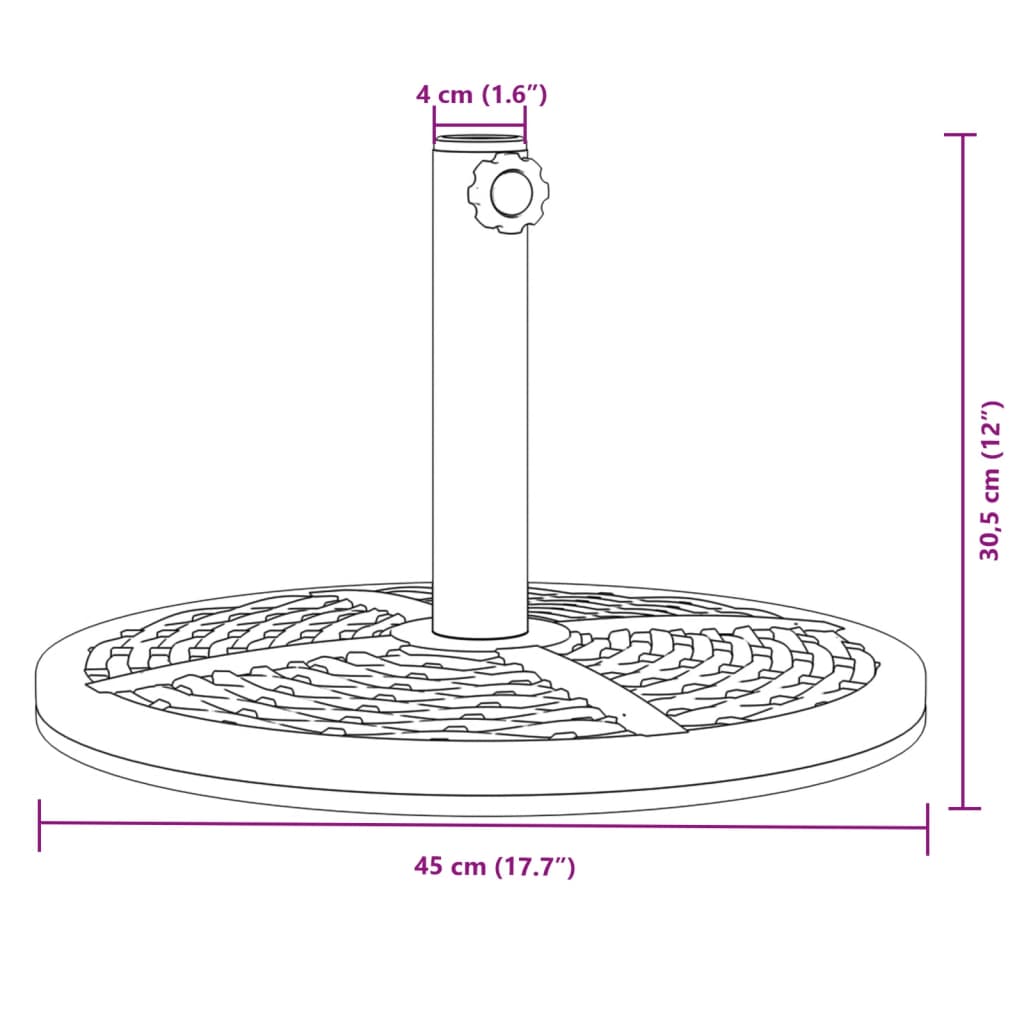 vidaXL Base de guarda-sol para postes de Ø38/48 mm 12 kg redondo