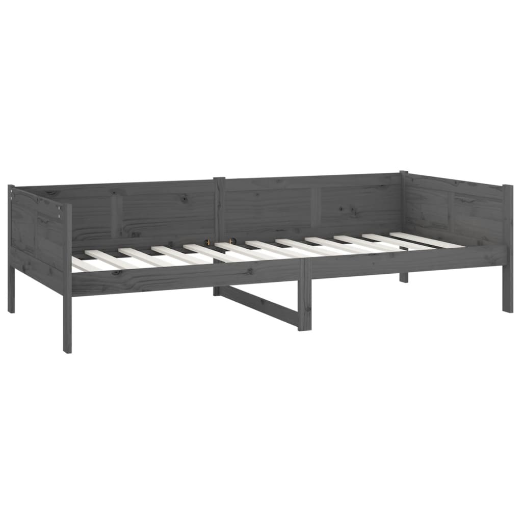 vidaXL Sofá-cama 90x200 cm madeira de pinho maciça cinzento