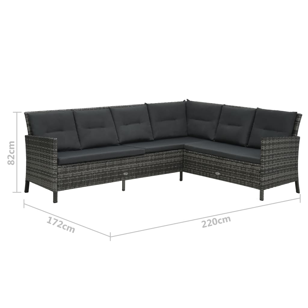 vidaXL 4 pcs conjunto lounge de jardim c/ almofadões vime PE cinzento