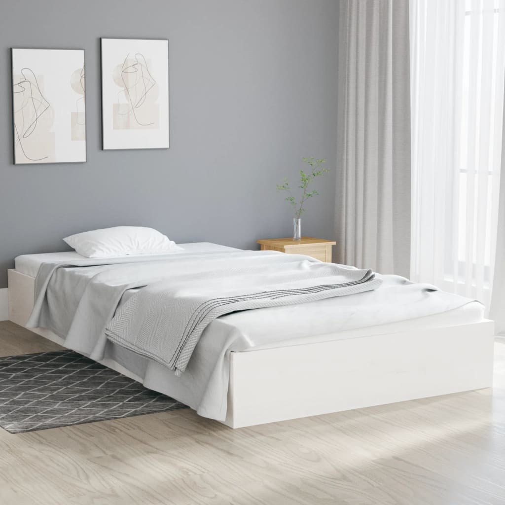 vidaXL Estrutura de cama 100x200 cm madeira maciça branco