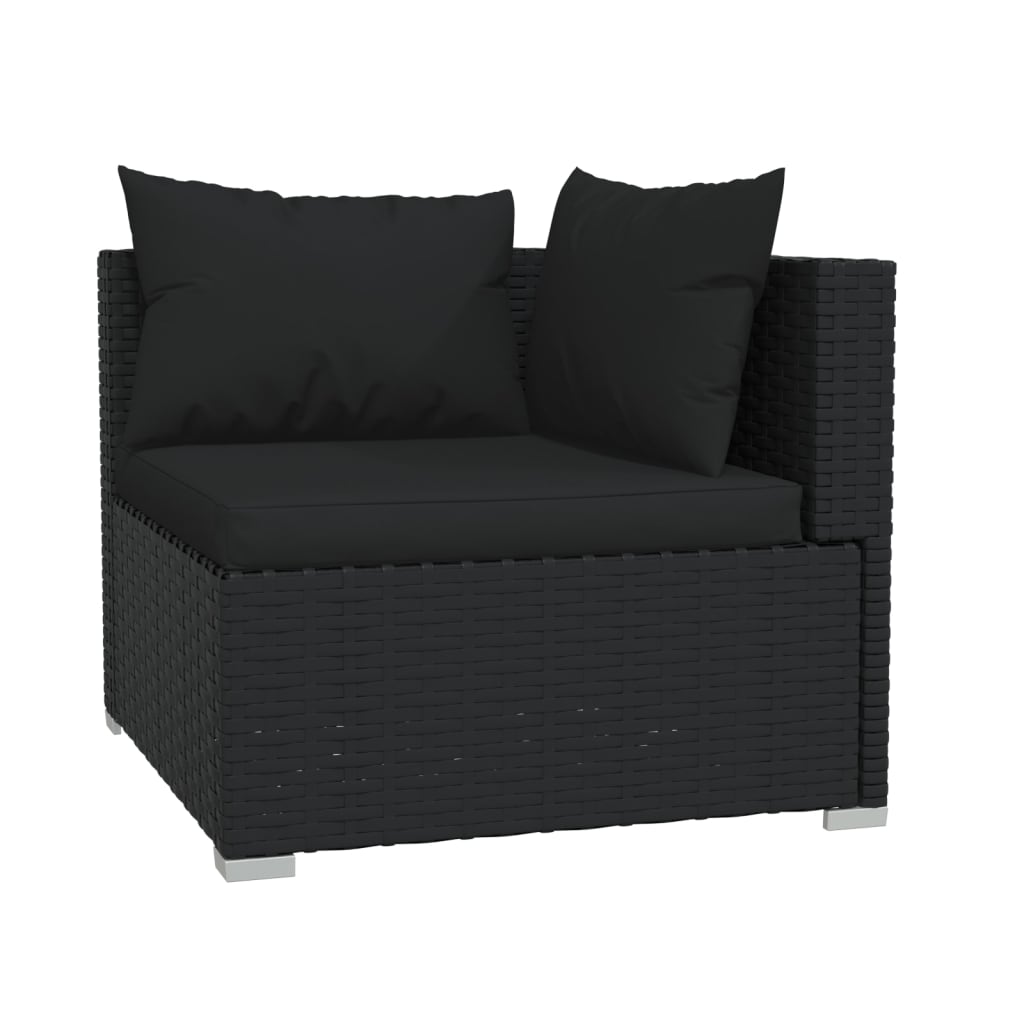 vidaXL 9 pcs conjunto lounge de jardim c/ almofadões vime PE preto