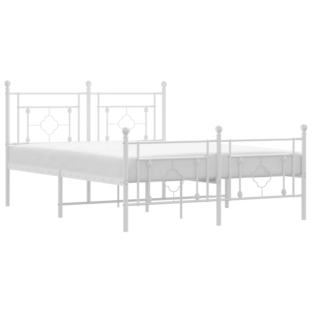 vidaXL Estrutura de cama com cabeceira e pés 140x200 cm metal branco