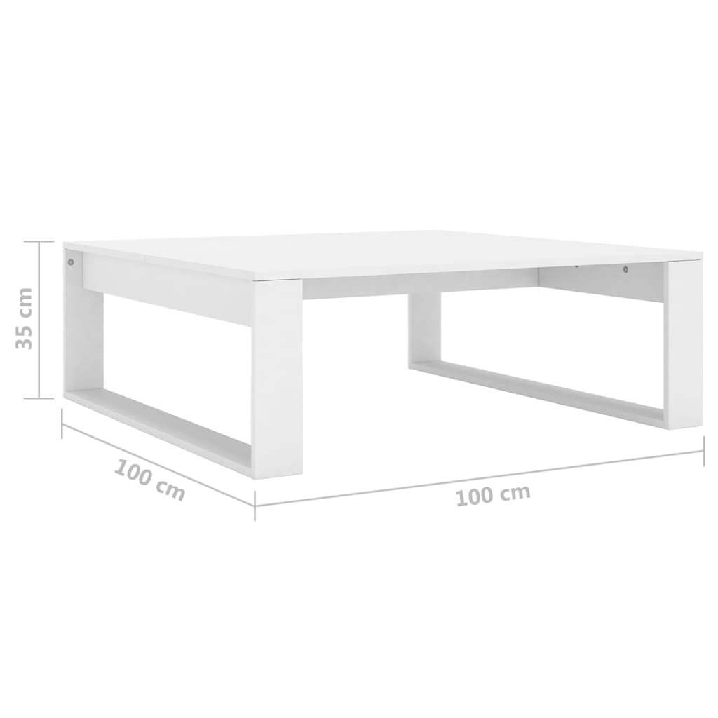 vidaXL Mesa de centro 100x100x35 cm derivados de madeira branco