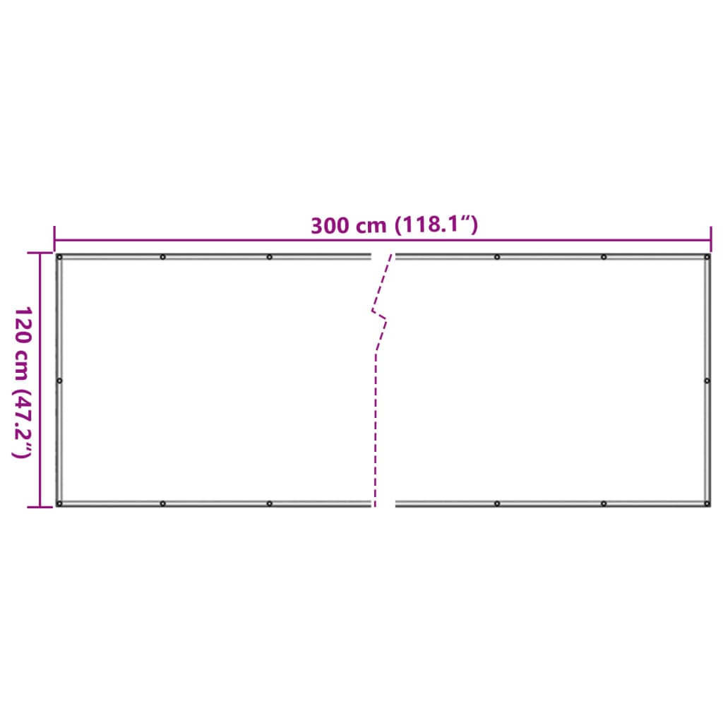 vidaXL Tela de privacidade para varanda 300x120 cm PVC cinzento