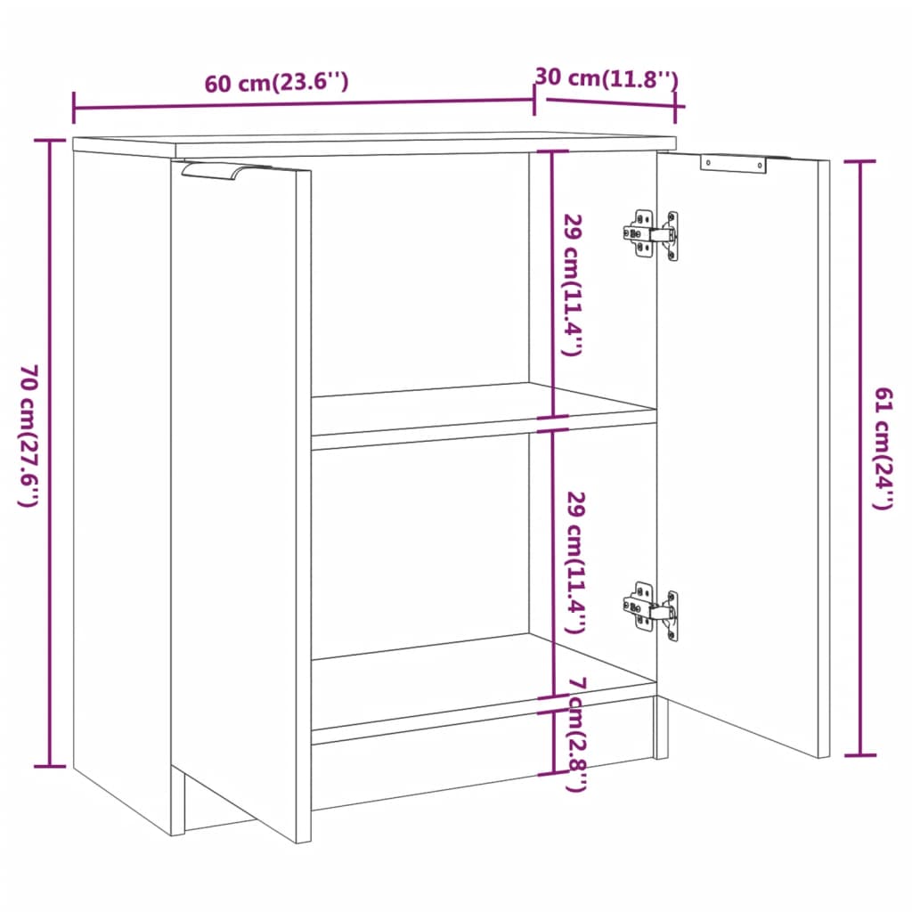 vidaXL 3 pcs aparadores madeira processada cinzento cimento