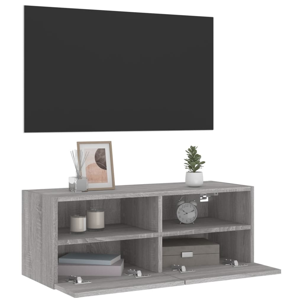 vidaXL Móvel de parede p/ TV 80x30x30cm derivados madeira cinza sonoma