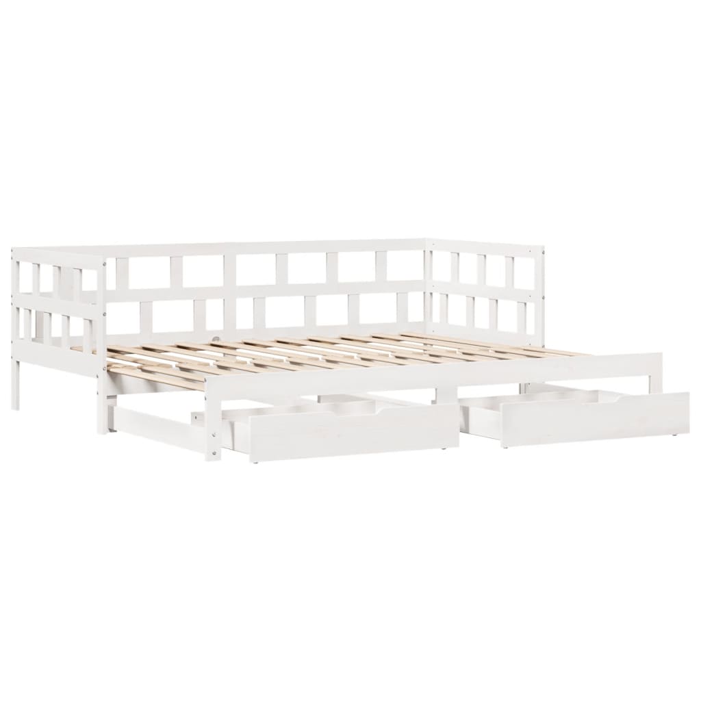 vidaXL Sofá-cama c/ gavetão e gavetas branco 80x200cm madeira de pinho