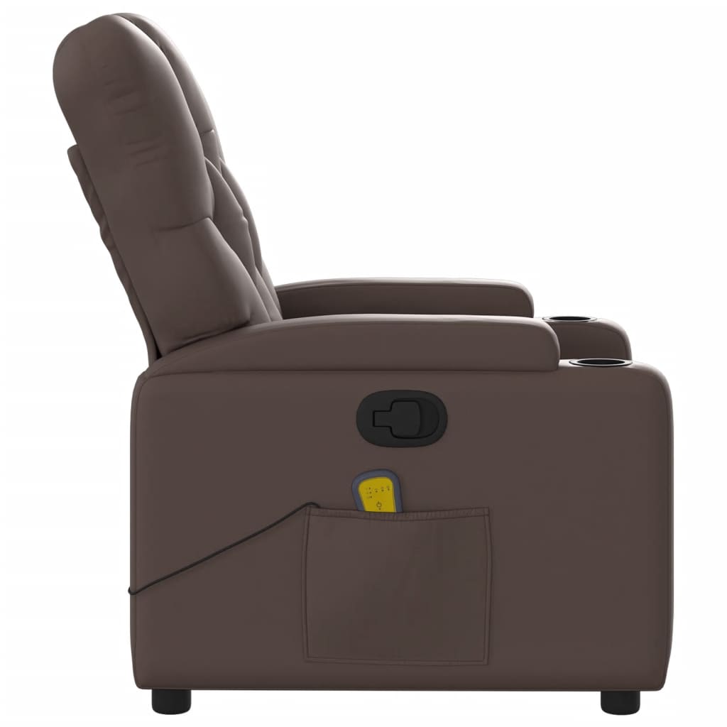 vidaXL Poltrona de massagens reclinável couro artificial castanho