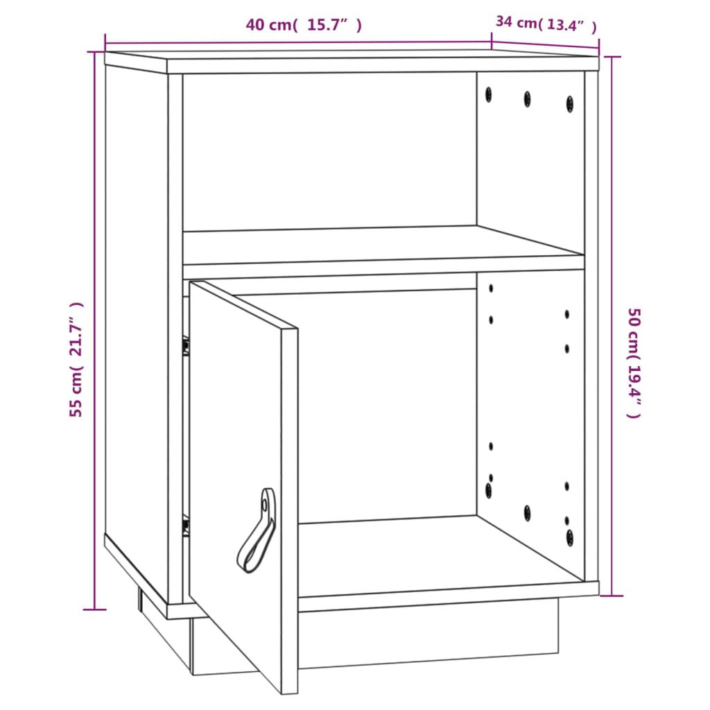 vidaXL Mesas de cabeceira 2 pcs 40x34x55 cm pinho maciço castanho mel