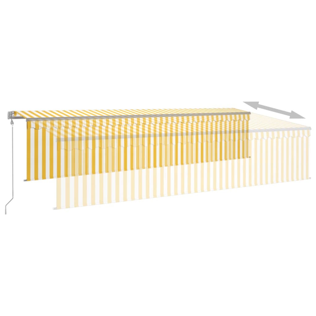 vidaXL Toldo autom. c/ estore/LED/sensor de vento 6x3 m amarelo/branco