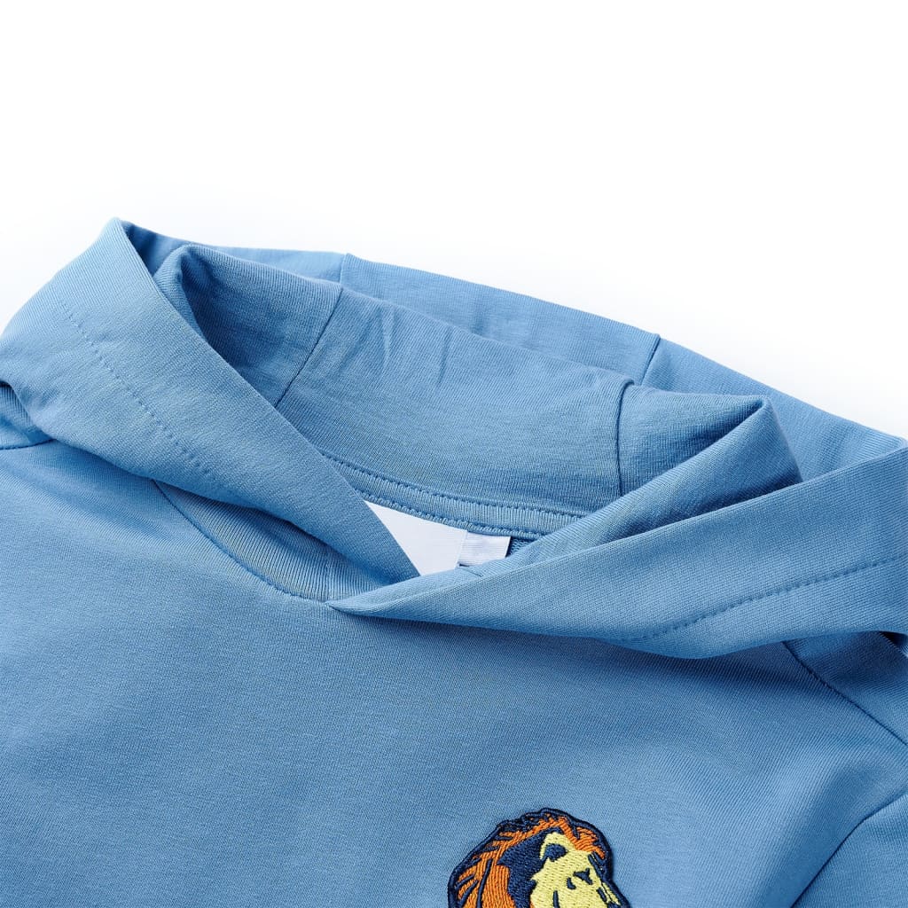 Sweatshirt para criança com capuz azul e amarelo-claro 140