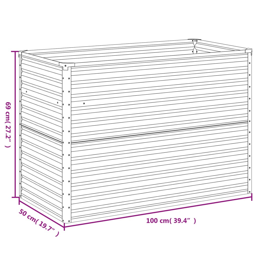 vidaXL Canteiro elevado de jardim 100x50x69 cm aço corten