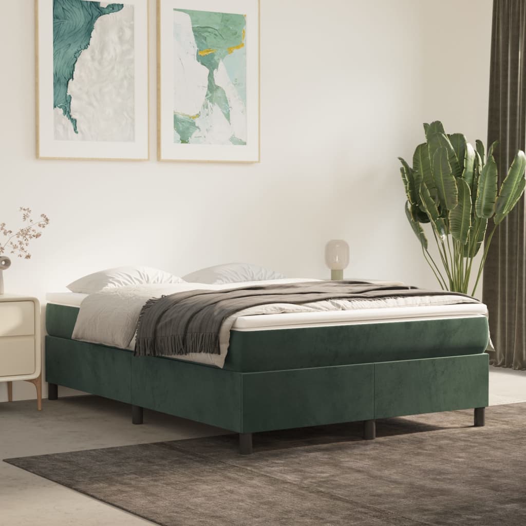 vidaXL Estrutura de cama 140x190 cm veludo verde-escuro