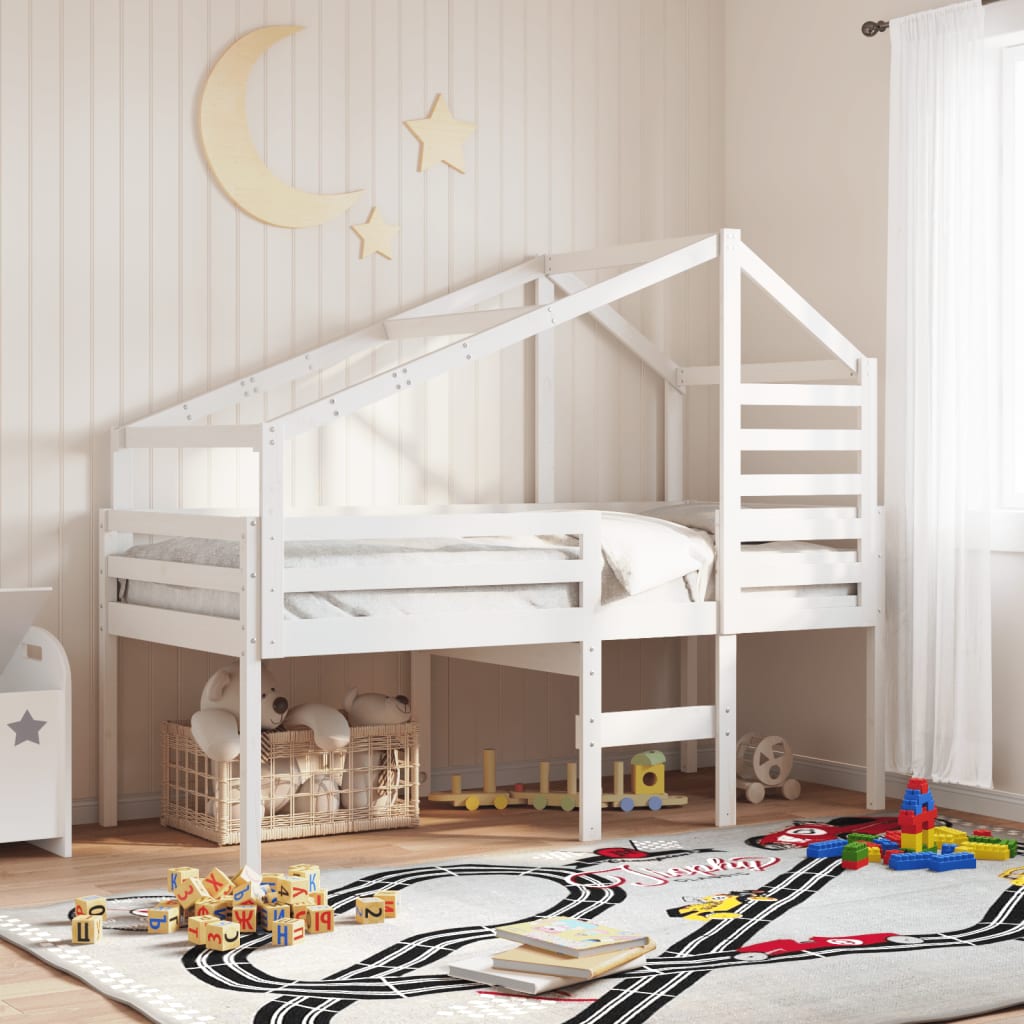 vidaXL Telhado de cama infantil 188x82x113 cm pinho maciço branco