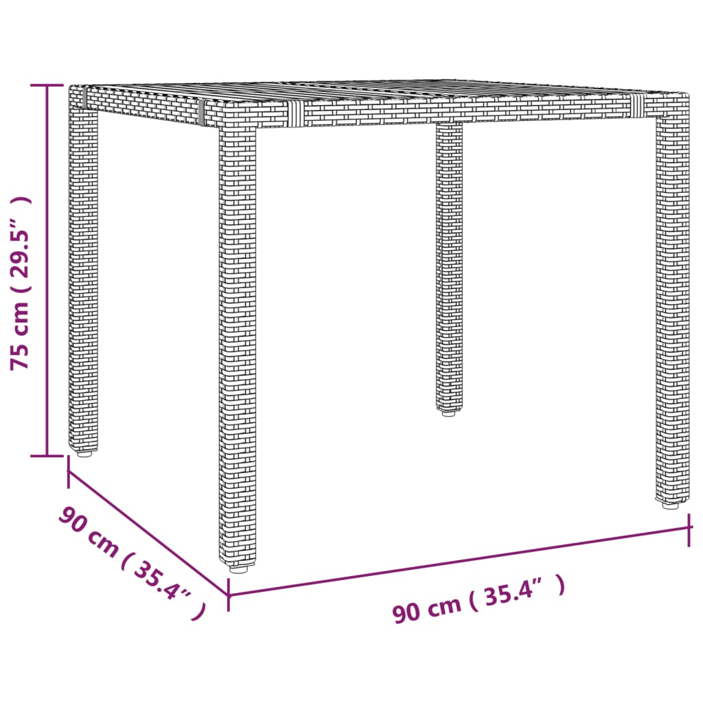 vidaXL 3 pcs conjunto de bistrô para jardim c/ almofadões vime PE bege