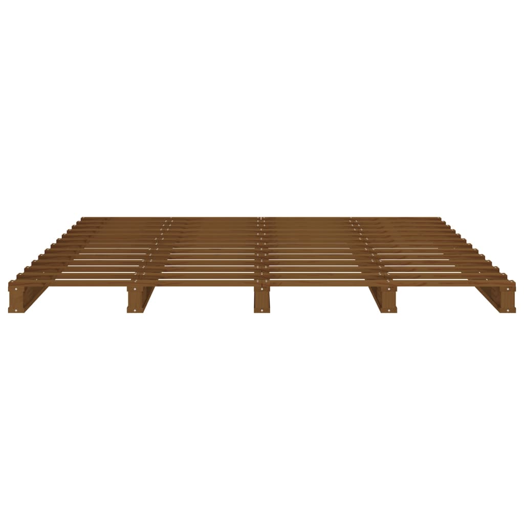 vidaXL Cama de paletes 140x190 cm pinho maciço castanho mel