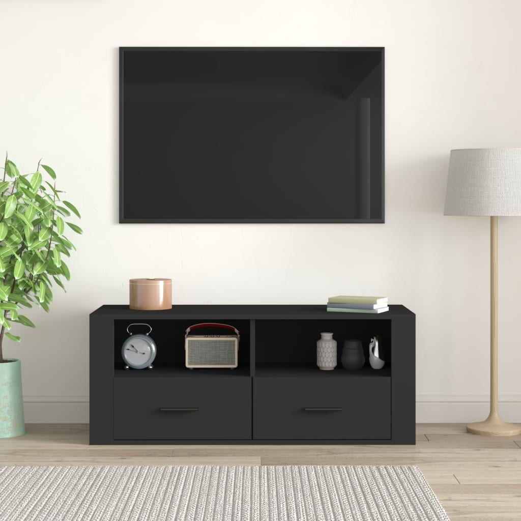 vidaXL Móvel de TV 100x35x40 cm madeira processada preto