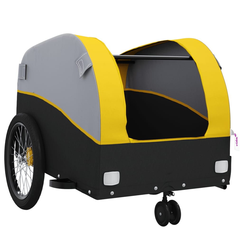 vidaXL Reboque para bicicleta 30 kg ferro preto e amarelo