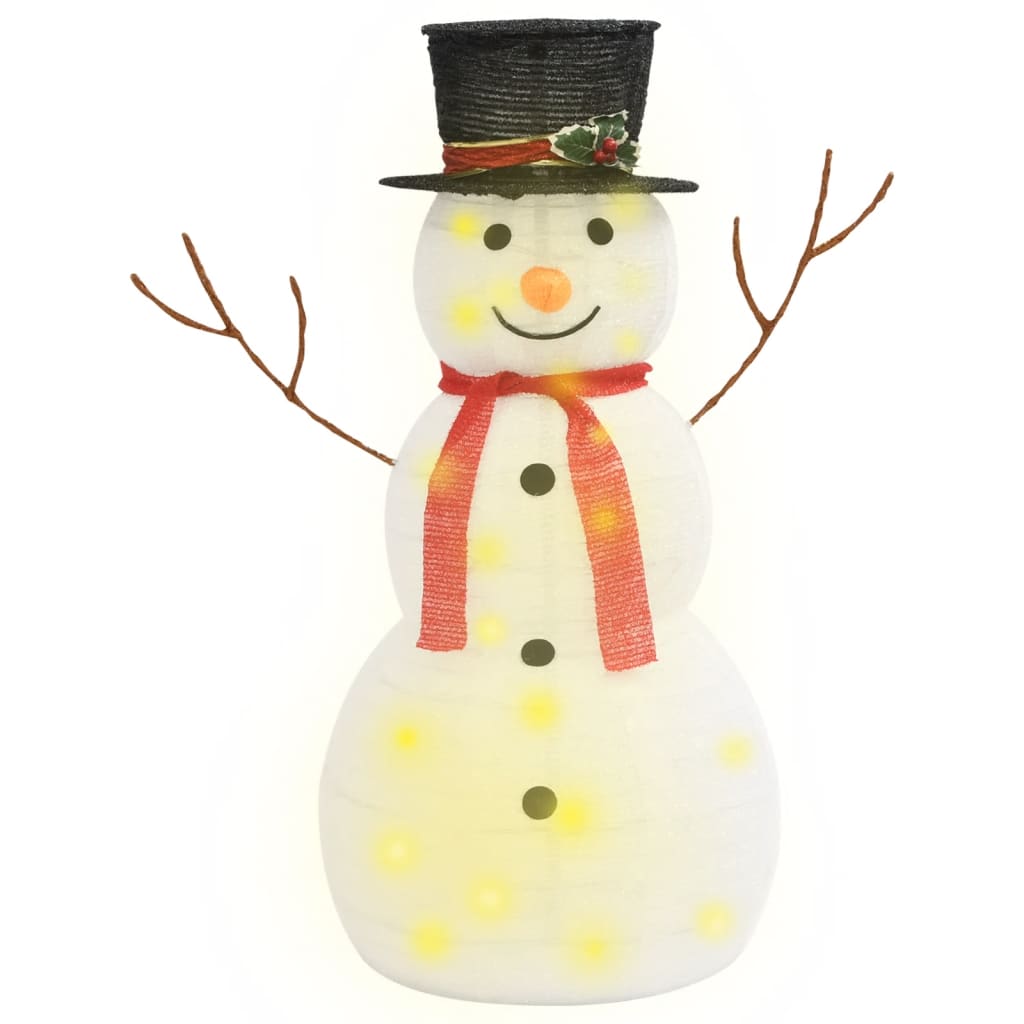 vidaXL Boneco de neve decorativo com luz LED tecido de luxo 90 cm