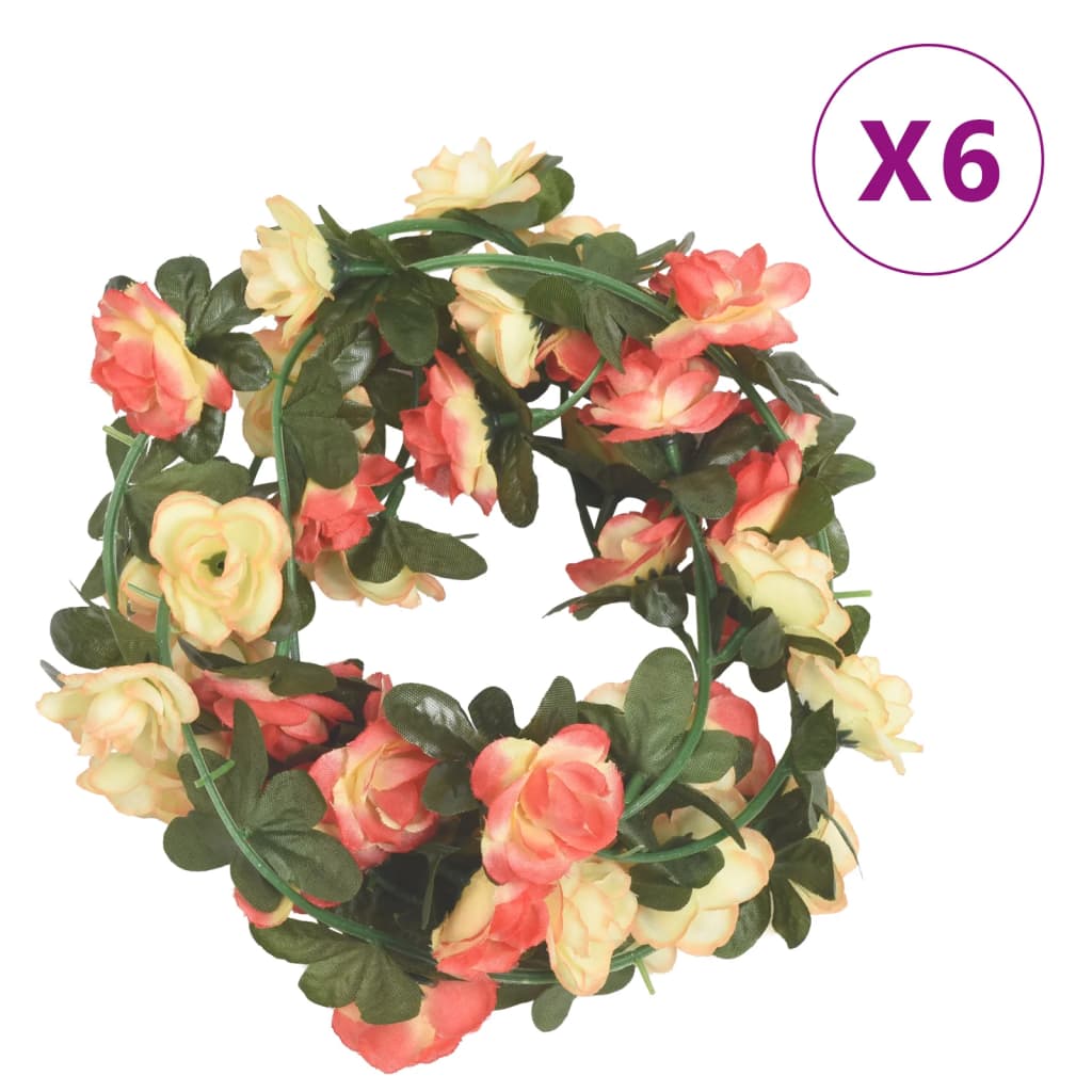 vidaXL Grinaldas de flores de Natal 6 pcs 240 cm rosa e champanhe