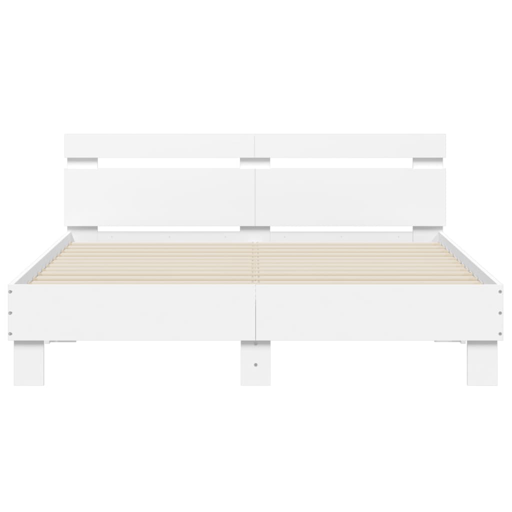 vidaXL Estrutura cama c/ cabeceira 140x190 cm derivados madeira branco