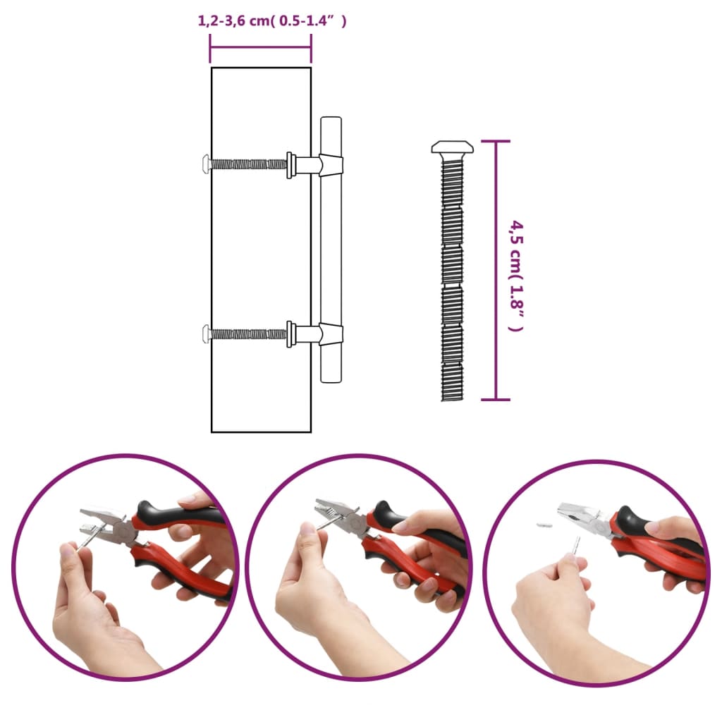 vidaXL Puxadores para móveis 10 pcs 96 mm aço inoxidável preto