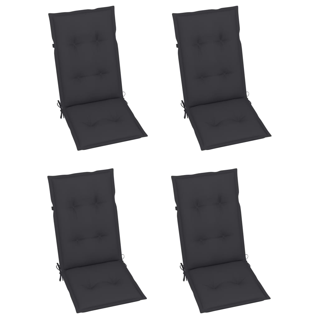 vidaXL Cadeiras jardim reclináveis c/ almofadões 4 pcs acácia maciça