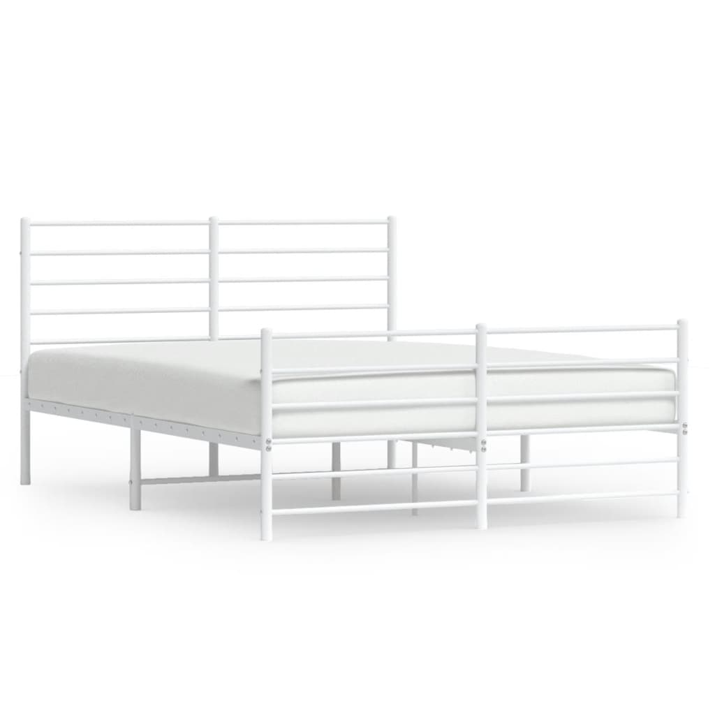 vidaXL Estrutura de cama com cabeceira e pés 120x200 cm metal branco