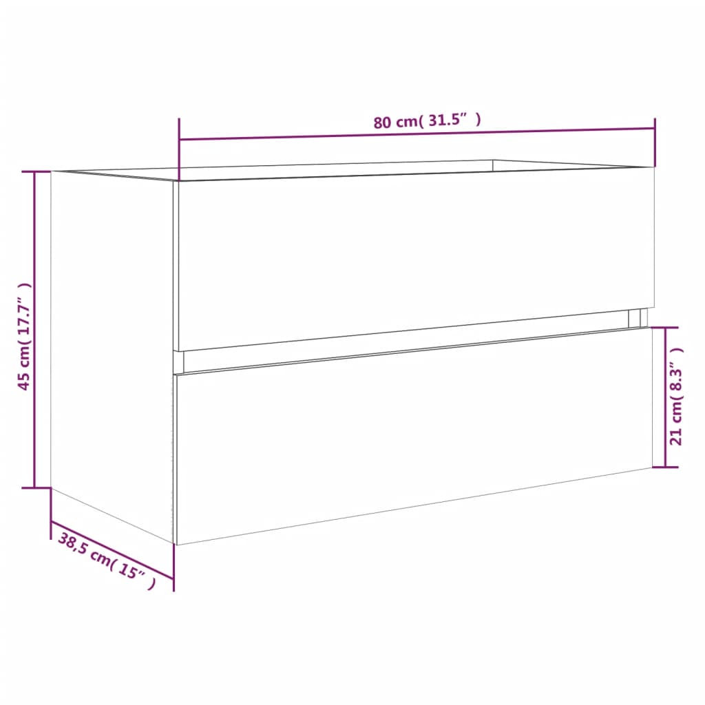 vidaXL 2 pcs conj. móveis casa de banho derivados madeira cor fumado