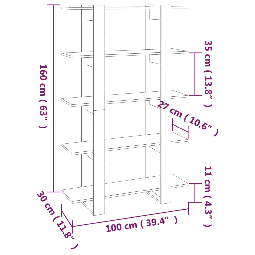 vidaXL Estante/divisória 100x30x160 cm cor sonoma cinza