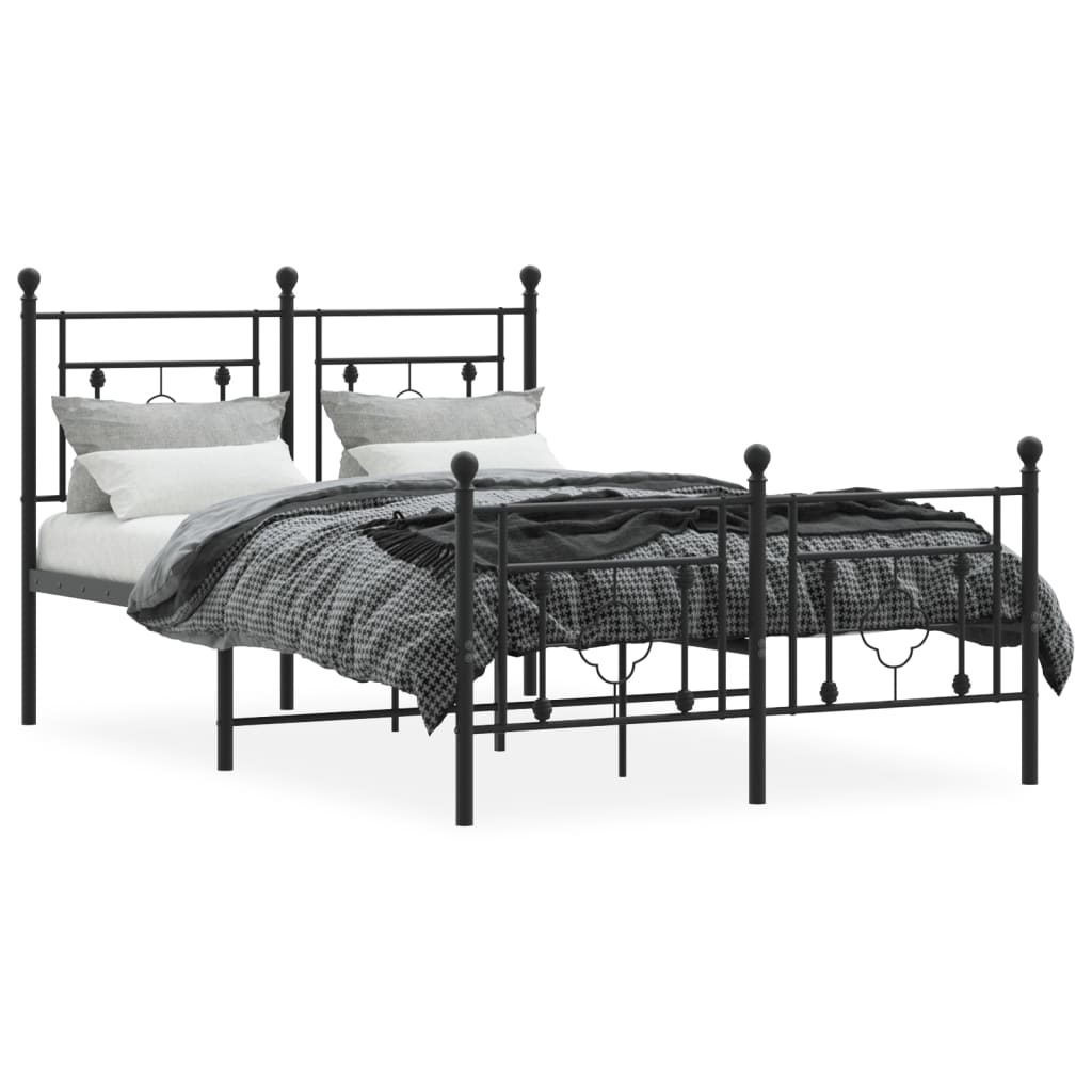 vidaXL Estrutura de cama com cabeceira e pés 120x200 cm metal preto