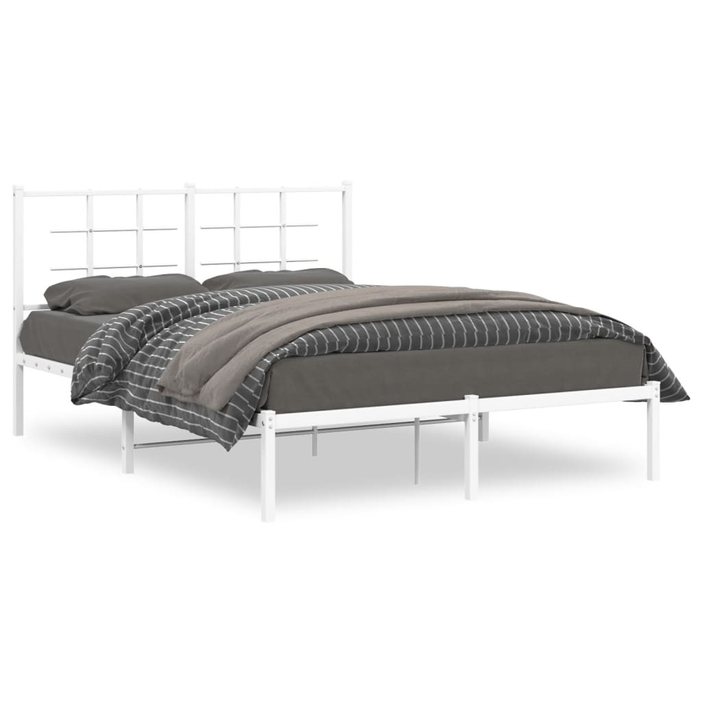 vidaXL Estrutura de cama com cabeceira 140x200 cm metal branco