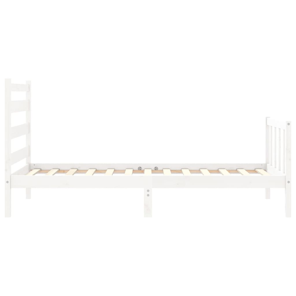 vidaXL Estrutura de cama com cabeceira 90x190 cm madeira maciça branco