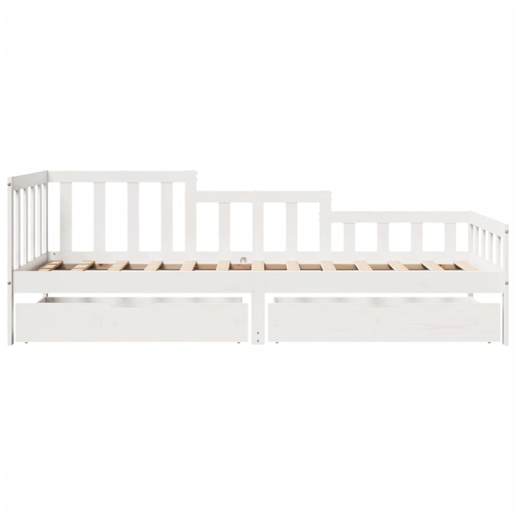 vidaXL Sofá-cama c/ gavetas 90x200cm madeira de pinho maciça branco