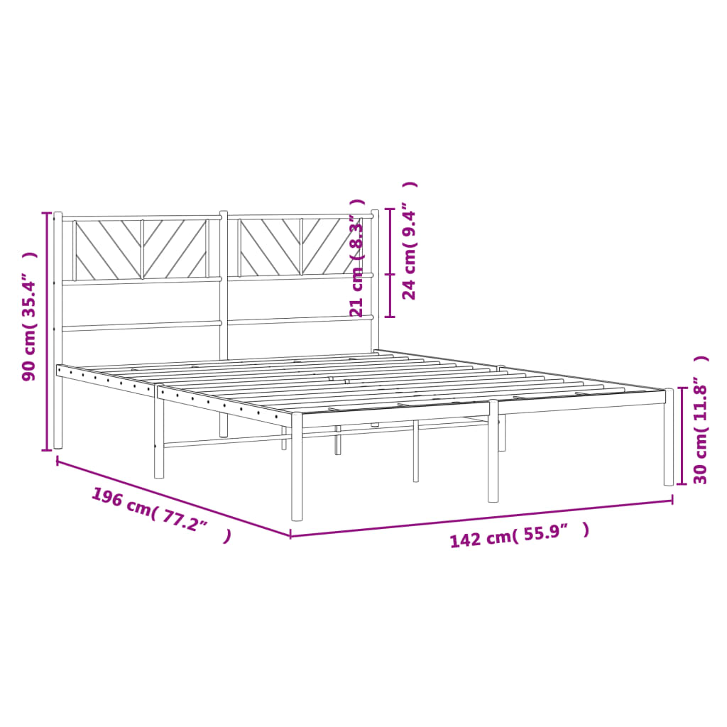 vidaXL Estrutura de cama com cabeceira 135x190 cm metal branco