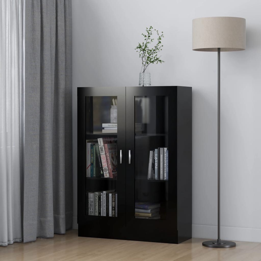 vidaXL Armário vitrine 82,5x30,5x115 cm derivados de madeira preto