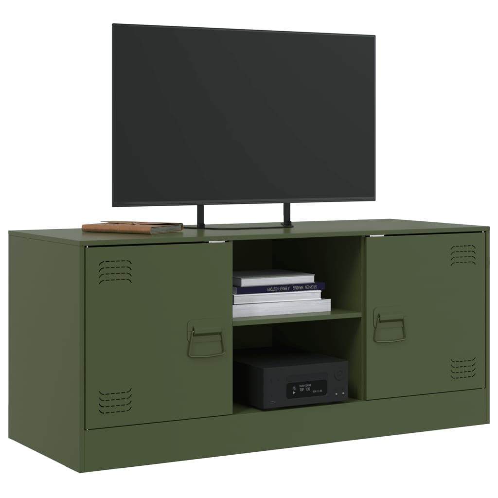 vidaXL Móvel de TV 99x39x44 aço verde azeitona