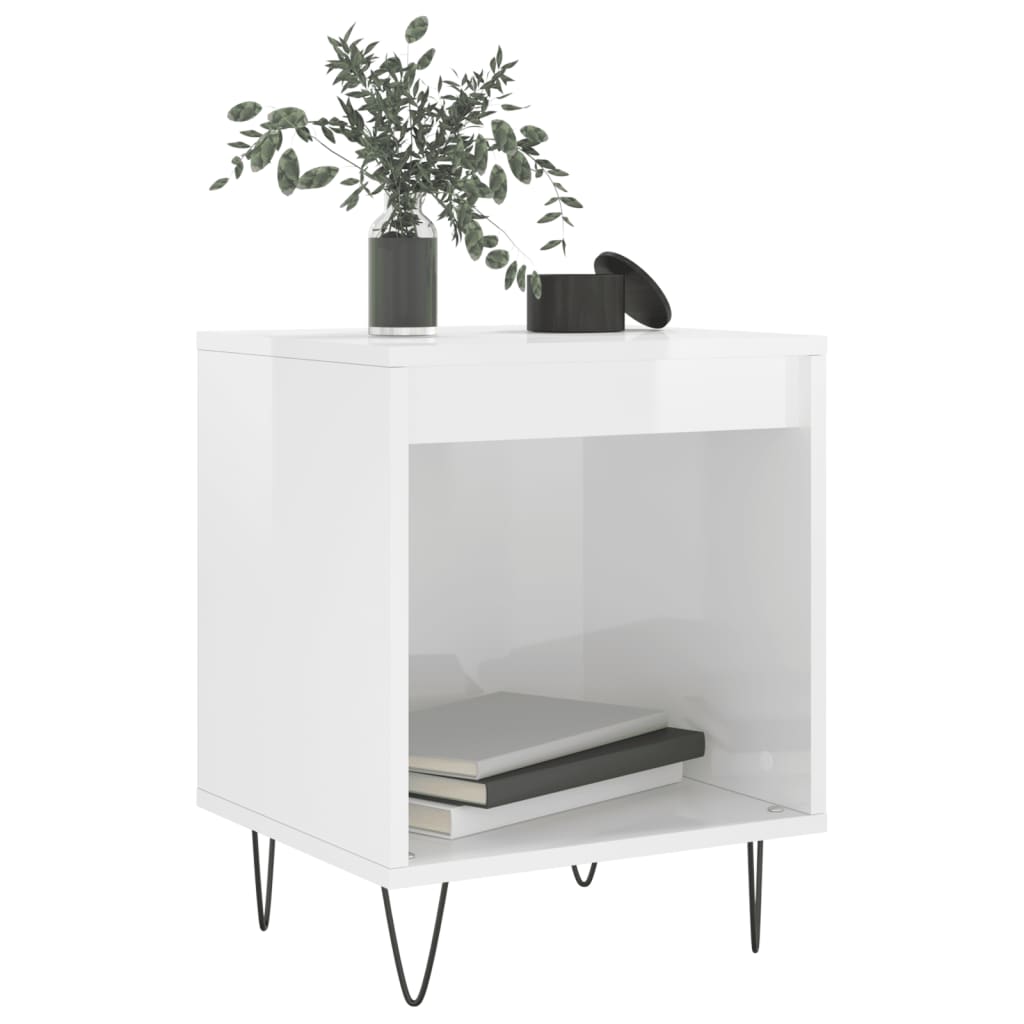 vidaXL Mesa de cabeceira 40x35x50cm derivados madeira branco brilhante