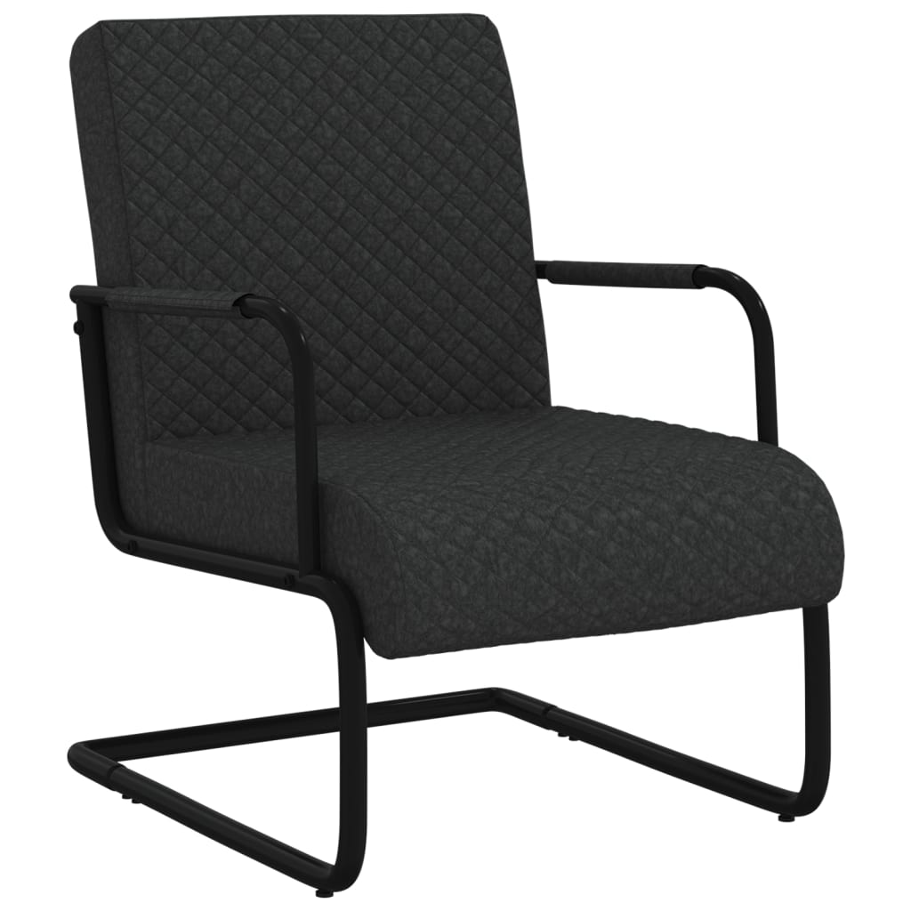 vidaXL Cadeira cantilever em couro artificial preto