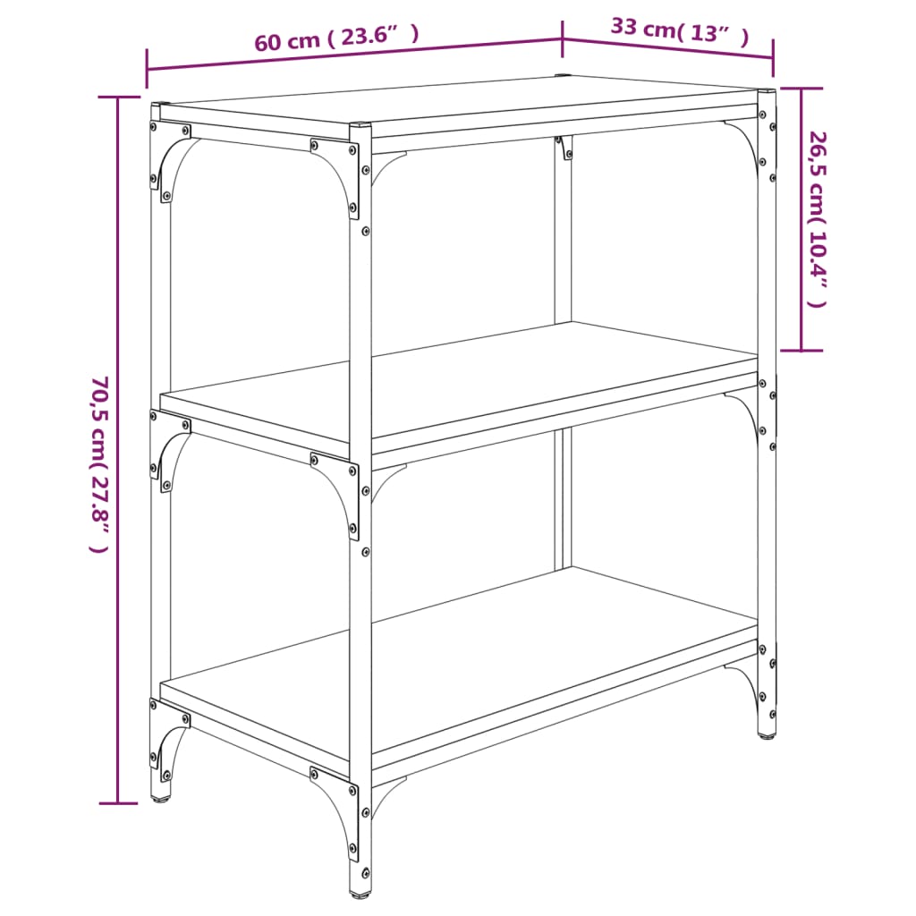 vidaXL Estante 60x33x70,5 cm derivados de madeira e aço cinza sonoma