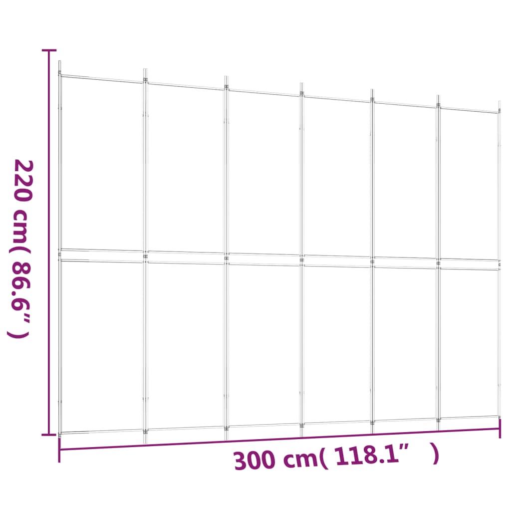 vidaXL Divisória/biombo com 6 painéis 300x220 cm tecido antracite