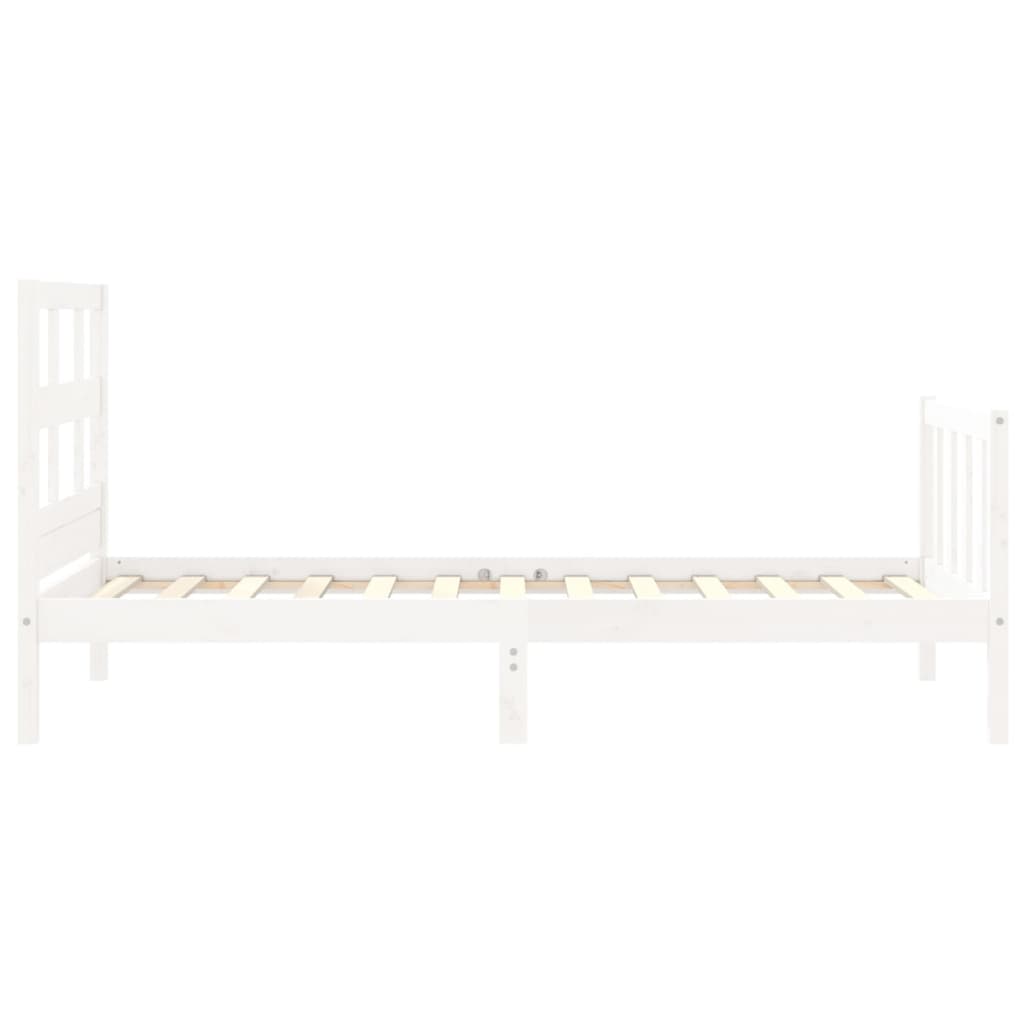 vidaXL Estrutura de cama com cabeceira 100x200cm madeira maciça branco