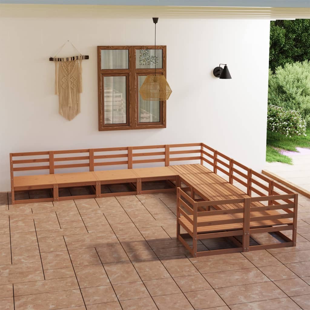 vidaXL 10 pcs conjunto lounge de jardim pinho maciço