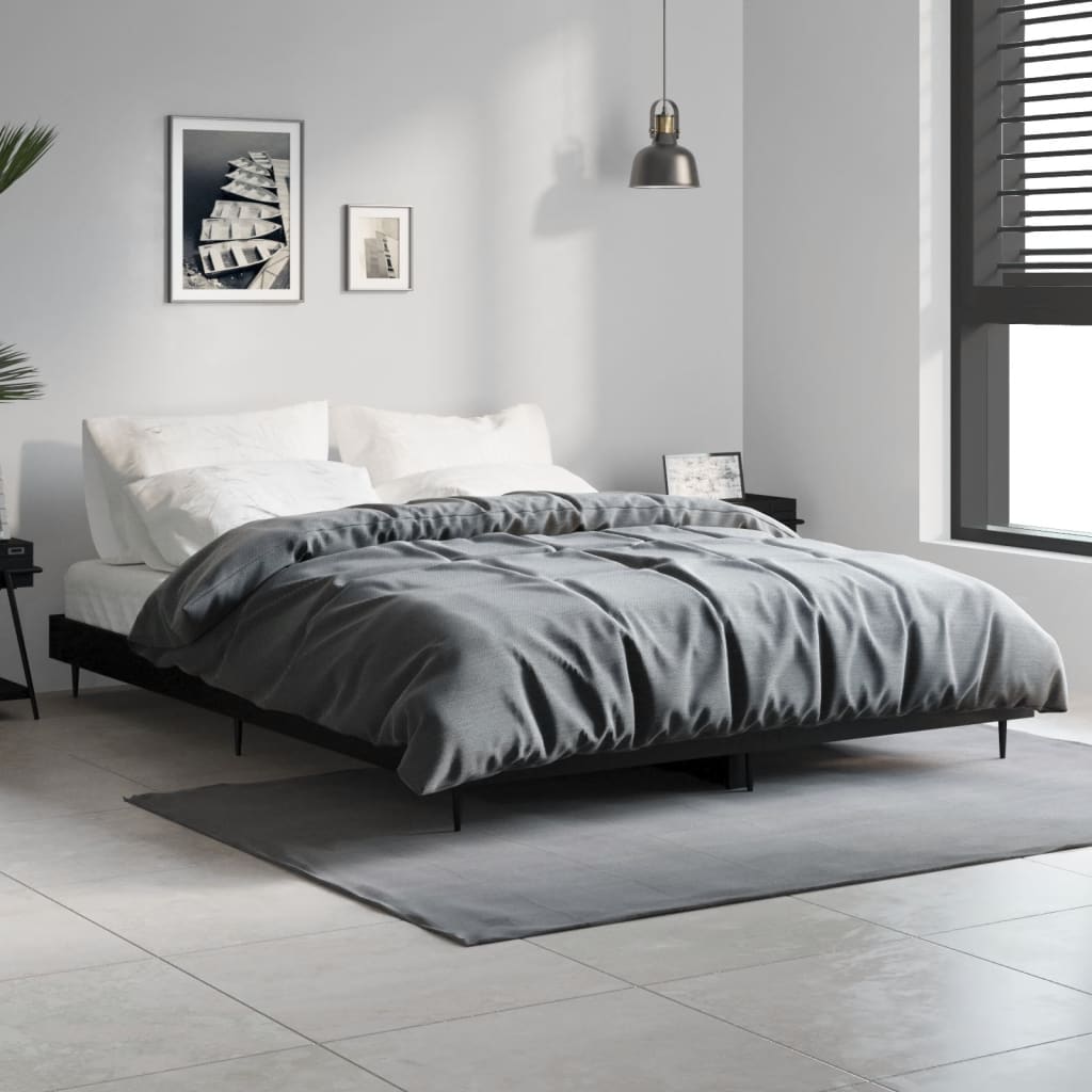 vidaXL Estrutura de cama 140x190 cm derivados de madeira preto