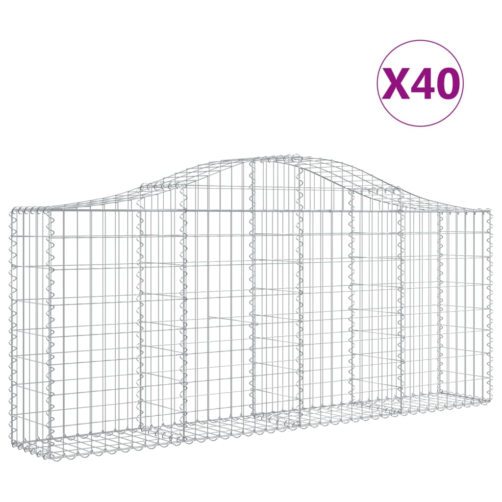 vidaXL Cestos gabião arqueados 40pcs 200x30x80/100cm ferro galvanizado