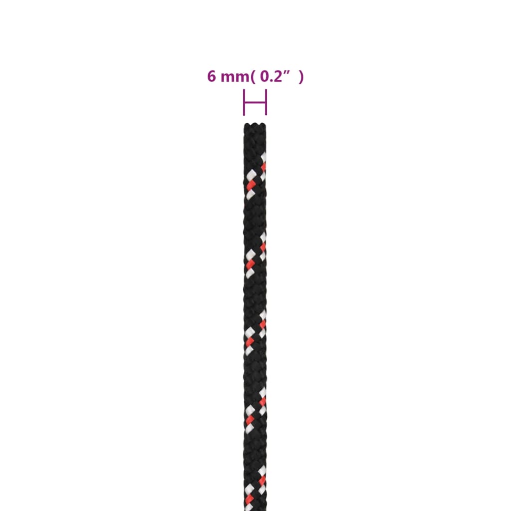 vidaXL Corda de barco 6 mm 50 m polipropileno preto