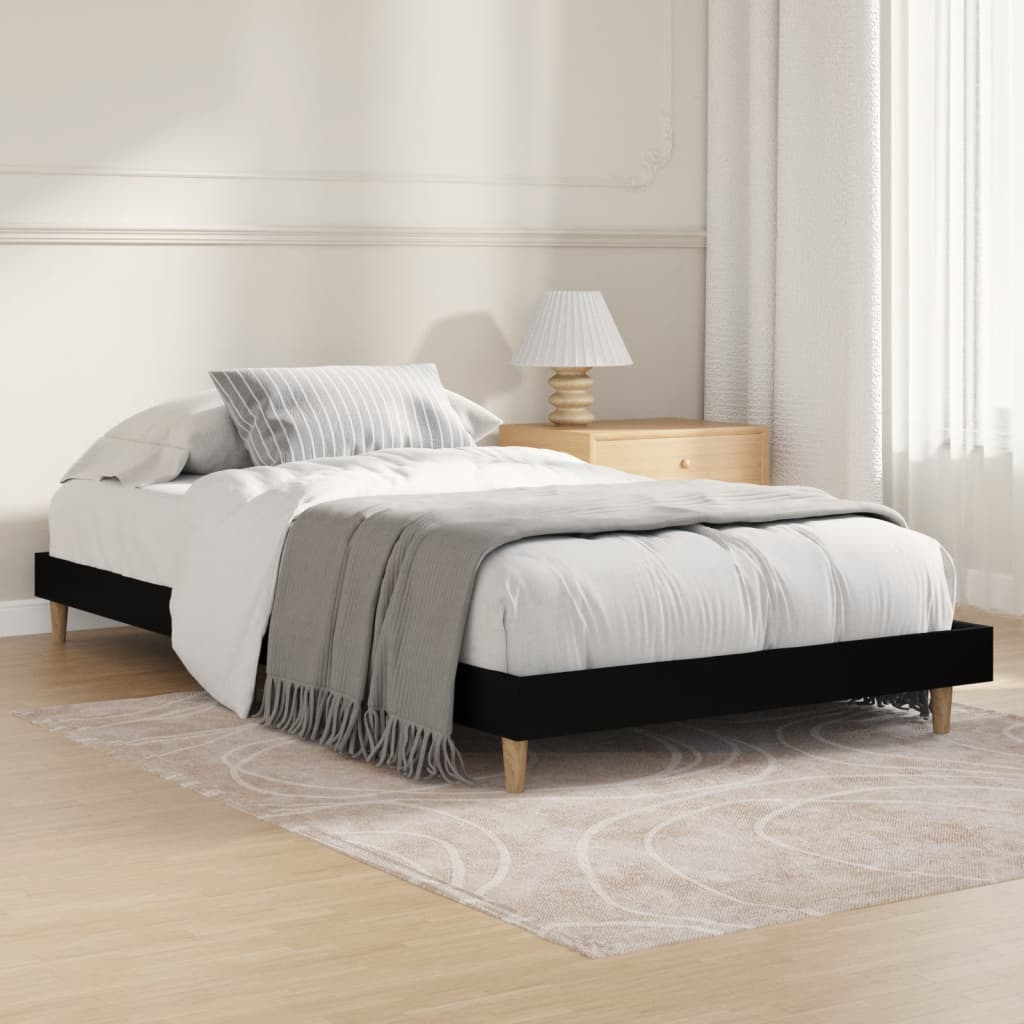 vidaXL Estrutura de cama 100x200 cm derivados de madeira preto