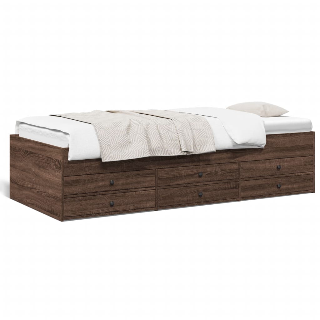 vidaXL Sofá-cama com gavetas sem colchão 75x190 cm carvalho castanho