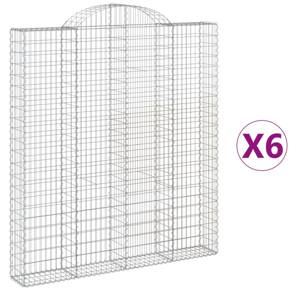 vidaXL Cestos gabião arqueados 6pcs 200x30x220/240cm ferro galvanizado