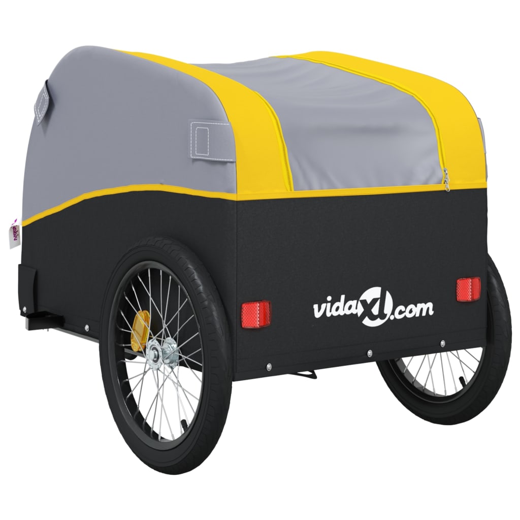 vidaXL Reboque para bicicleta 30 kg ferro preto e amarelo